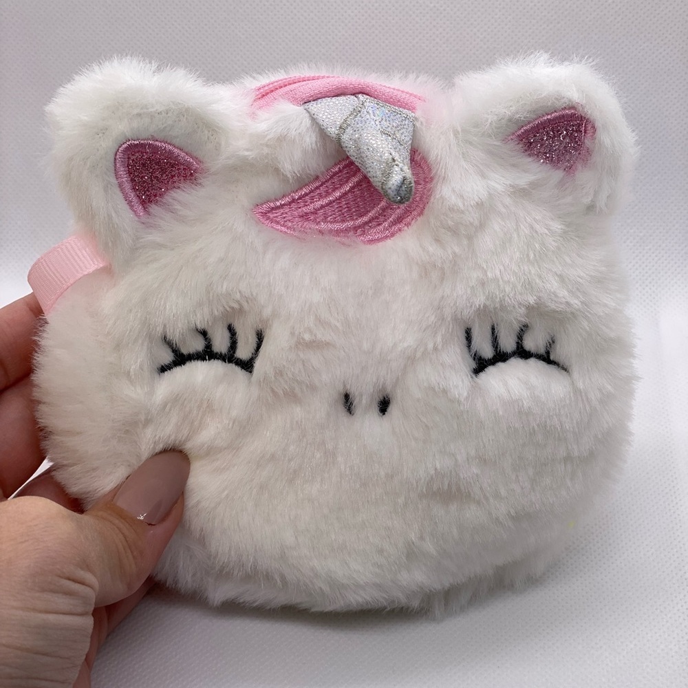 New Plush Unicorn Toddler Zipper Bag White Pink